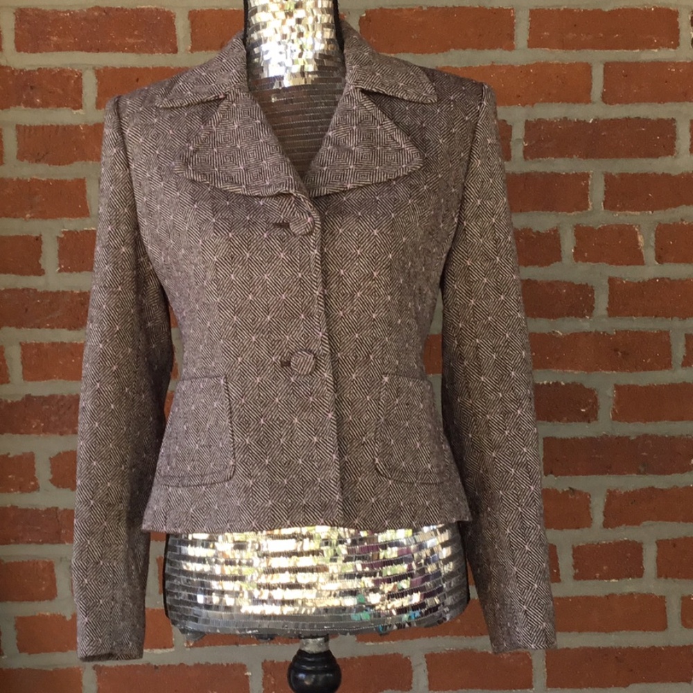 EUC Albert Nipon Lined Tweed Wool Nylon Blend Professional Jacket Size 4